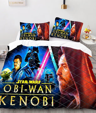 Obi Wan Kenobi Star Wars Bedding Blue Red Duvet Covers Twin Full Queen King Bed Set LS22682 - Lusy Store