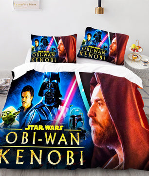 Obi Wan Kenobi Star Wars Bedding Blue Red Duvet Covers Twin Full Queen King Bed Set LS22682 - Lusy Store