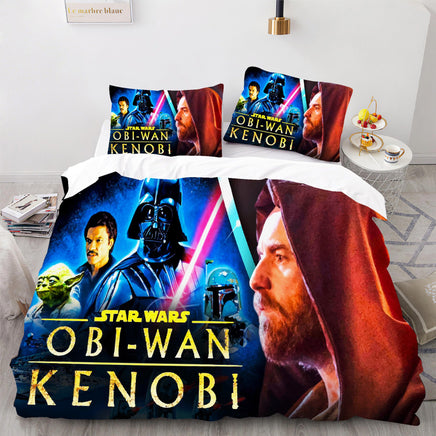 Obi Wan Kenobi Star Wars Bedding Blue Red Duvet Covers Twin Full Queen King Bed Set LS22682 - Lusy Store