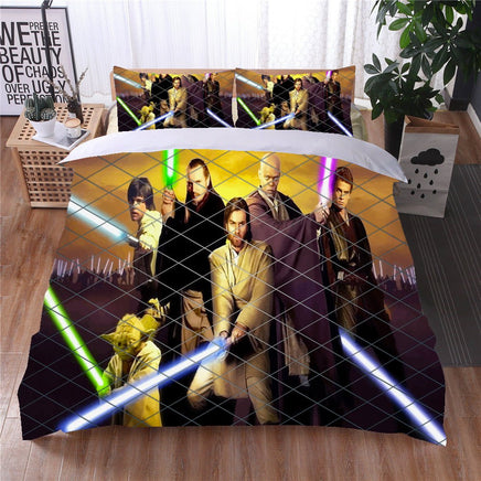 Obi Wan Kenobi Star Wars Bedding Gold Duvet Covers Twin Full Queen King Bed Set LS22681 - Lusy Store