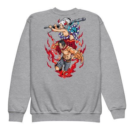 One Piece hoodie kids premium cotton natural hoodie streetwear cool tops Sport Grey