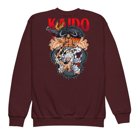 One Piece hoodie kids premium Kaido cotton comfortable Maroon
