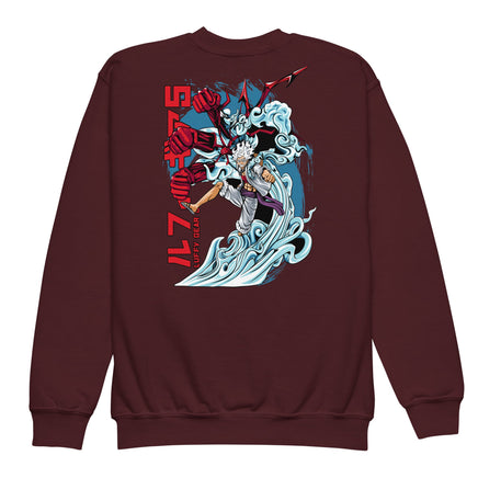 One Piece hoodie kids premium Luffy Gear cotton comfortable Maroon