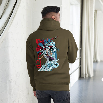 One Piece hoodie unisex premium Luffy Gear cotton comfortable Military Green