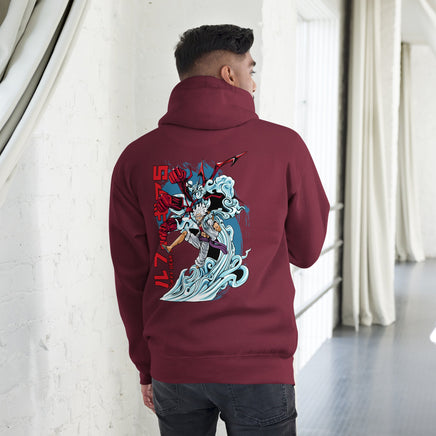 One Piece hoodie unisex premium Luffy Gear cotton comfortable Maroon