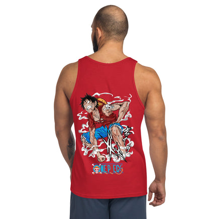 One Piece mens tank top cotton flattering for all Red