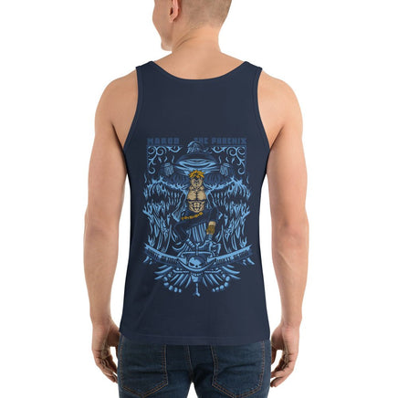 One Piece mens tank top Marco The Phoenix round neck shirt cotton Navy