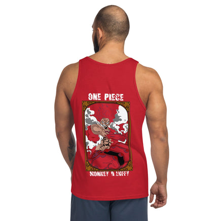 One Piece mens tank top Monkey D Luffy cotton Red