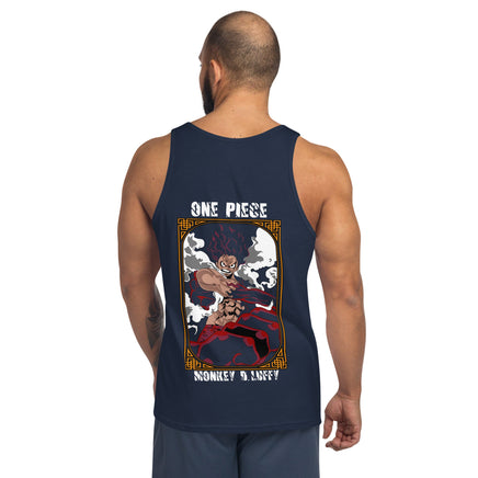 One Piece mens tank top Monkey D Luffy cotton Navy