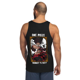 One Piece mens tank top Monkey D Luffy cotton Black