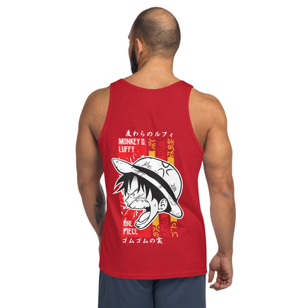 One Piece mens tank top Monkey D Luffy cotton soft t-shirt Red