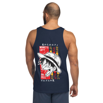 One Piece mens tank top Monkey D Luffy cotton soft t-shirt Navy
