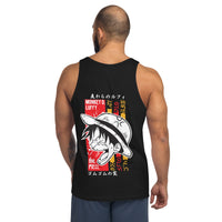 One Piece mens tank top Monkey D Luffy cotton soft t-shirt Black