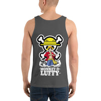 One Piece mens tank top Monkey D Luffy round neck shirt cotton Asphalt