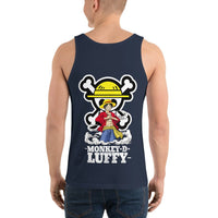 One Piece mens tank top Monkey D Luffy round neck shirt cotton Navy