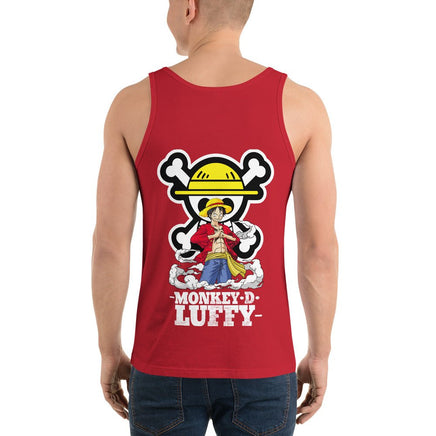 One Piece mens tank top Monkey D Luffy round neck shirt cotton Red