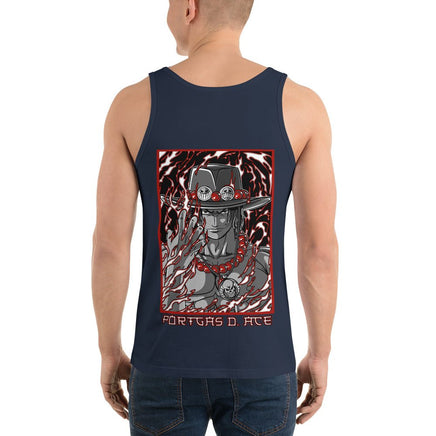 One Piece mens tank top Portgas D Ace cotton comfortable Navy