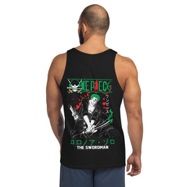 One Piece mens tank top The Swordman round neck shirt cotton Black