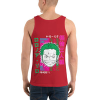 One Piece mens tank top Zoro Roronoa cotton soft t-shirt Red
