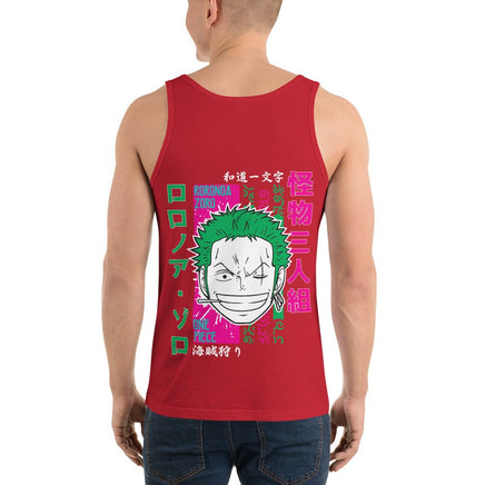 One Piece mens tank top Zoro Roronoa cotton soft t-shirt Red