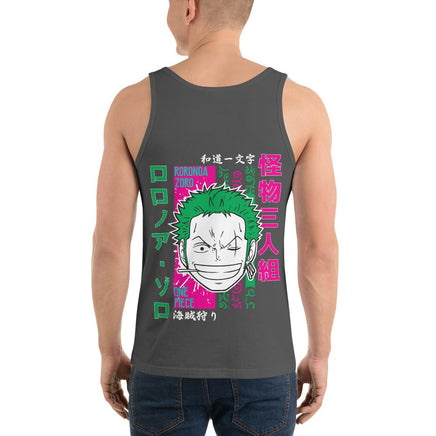 One Piece mens tank top Zoro Roronoa cotton soft t-shirt Asphalt