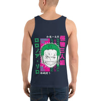 One Piece mens tank top Zoro Roronoa cotton soft t-shirt Navy