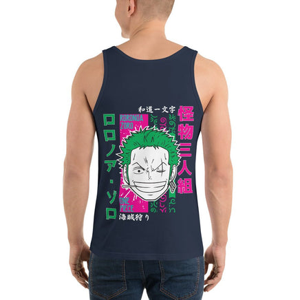 One Piece mens tank top Zoro Roronoa cotton soft t-shirt Navy