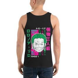 One Piece mens tank top Zoro Roronoa cotton soft t-shirt Black