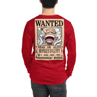 One Piece shirt crew neck unisex long sleeve tee OPP1 Red