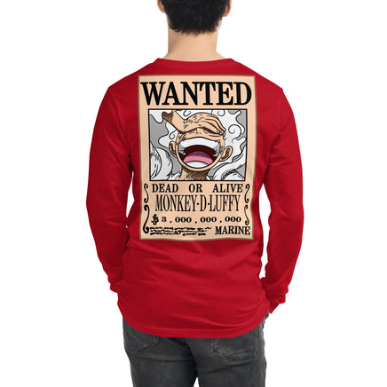 One Piece shirt crew neck unisex long sleeve tee OPP1 Red