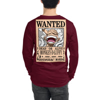 One Piece shirt crew neck unisex long sleeve tee OPP1 Maroon