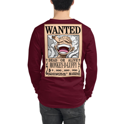 One Piece shirt crew neck unisex long sleeve tee OPP1 Maroon