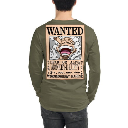 One Piece shirt crew neck unisex long sleeve tee OPP1 Military Green
