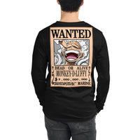 One Piece shirt crew neck unisex long sleeve tee OPP1 Black Heather