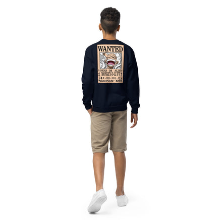 One Piece sweatshirt youth crewneck soft fleece cozy and cool Navy