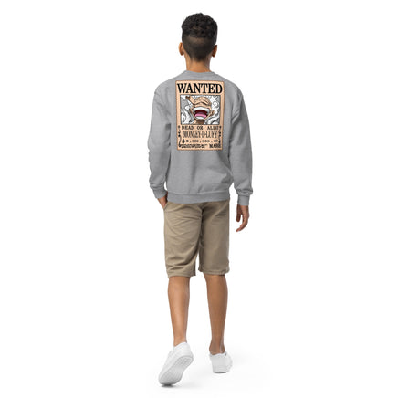 One Piece sweatshirt youth crewneck soft fleece cozy and cool Sport Grey