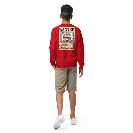 One Piece sweatshirt youth crewneck soft fleece cozy and cool Red
