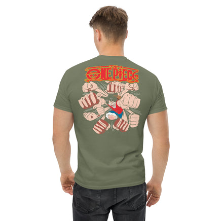 One Piece t-shirt mens classic tee cotton Military Green