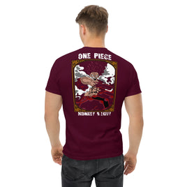 One Piece t-shirt mens classic tee Monkey D Luffy cotton Maroon