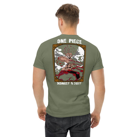 One Piece t-shirt mens classic tee Monkey D Luffy cotton Military Green