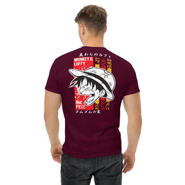 One Piece t-shirt mens classic tee Monkey D Luffy cotton soft t-shirt Maroon