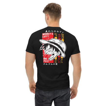 One Piece t-shirt mens classic tee Monkey D Luffy cotton soft t-shirt Black