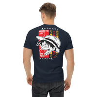 One Piece t-shirt mens classic tee Monkey D Luffy cotton soft t-shirt Navy