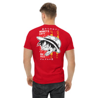 One Piece t-shirt mens classic tee Monkey D Luffy cotton soft t-shirt Red