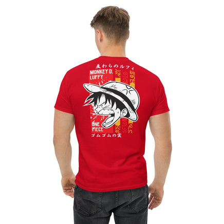 One Piece t-shirt mens classic tee Monkey D Luffy cotton soft t-shirt Red