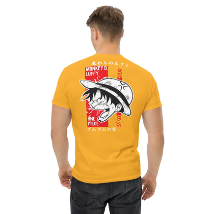 One Piece t-shirt mens classic tee Monkey D Luffy cotton soft t-shirt Gold