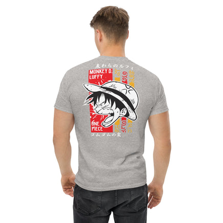 One Piece t-shirt mens classic tee Monkey D Luffy cotton soft t-shirt Sport Grey