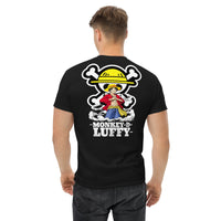 One Piece t-shirt mens classic tee Monkey D Luffy round neck shirt cotton Black