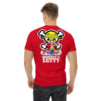One Piece t-shirt mens classic tee Monkey D Luffy round neck shirt cotton Red