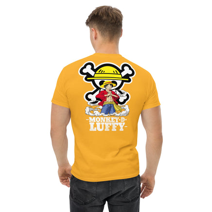 One Piece t-shirt mens classic tee Monkey D Luffy round neck shirt cotton Gold